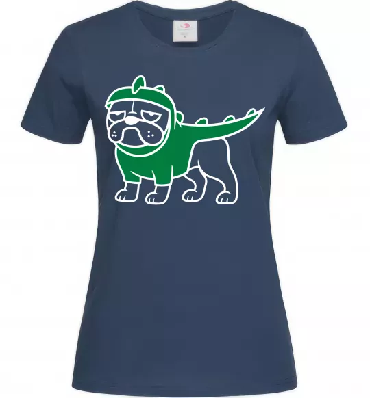 Женская футболка Pug Dino Темно-синий фото