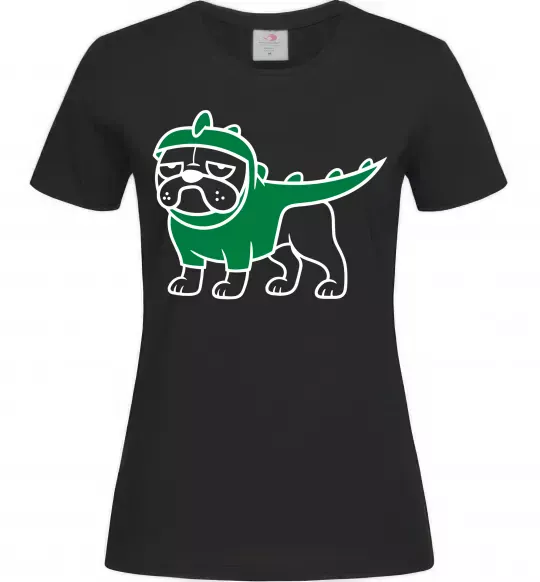 Женская футболка Pug Dino Черный фото