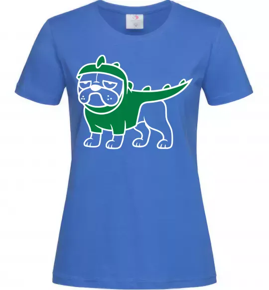 Женская футболка Pug Dino Ярко-синий фото