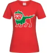 Женская футболка Pug Dino Красный фото