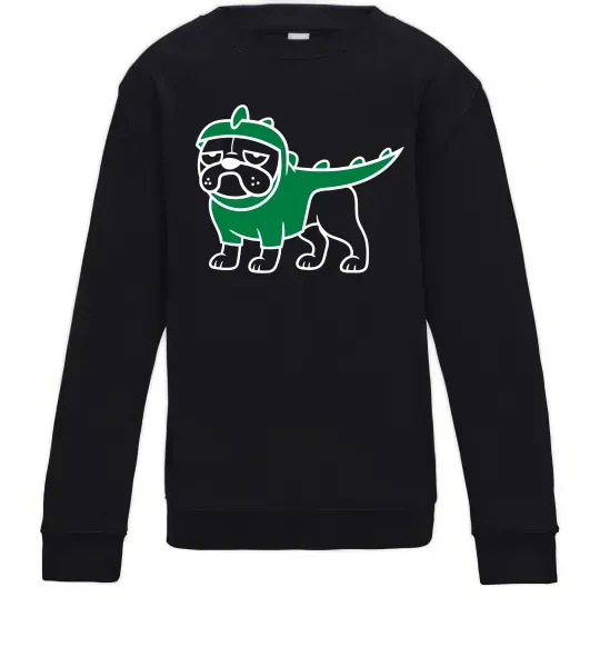 Детский Свитшот Pug Dino Черный фото