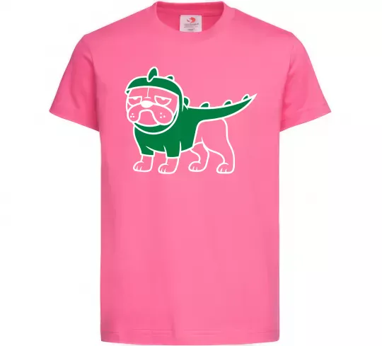 Дитяча футболка Pug Dino Яскраво-рожевий фото