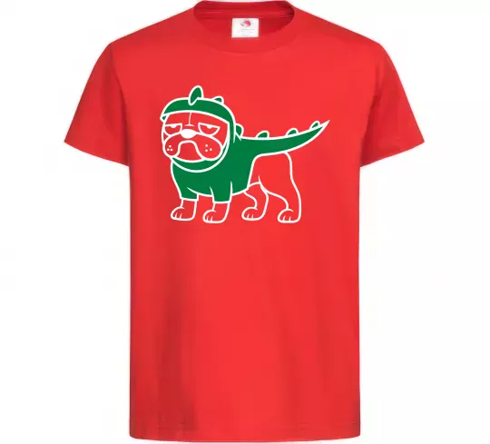 Дитяча футболка Pug Dino Червоний фото