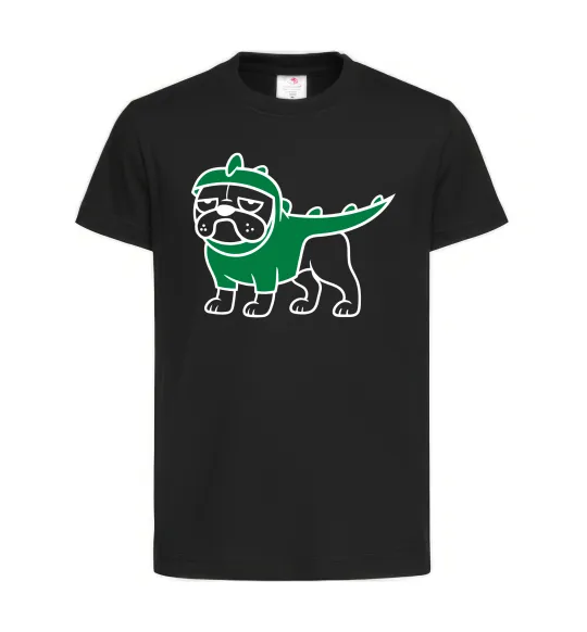 Детская футболка Pug Dino Черный фото