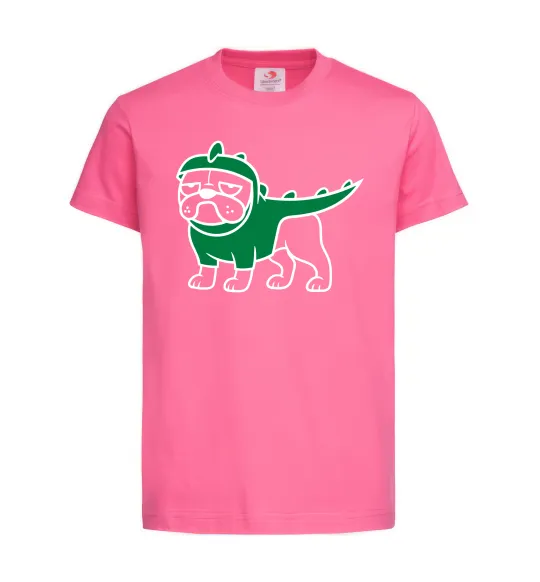 Детская футболка Pug Dino Ярко-розовый фото