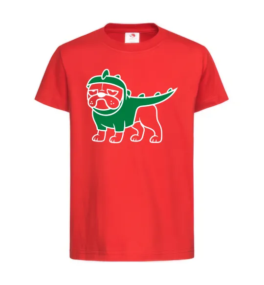 Детская футболка Pug Dino Красный фото