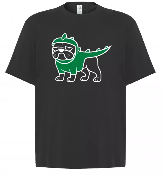 Футболка Оверсайз Pug Dino Чорний фото