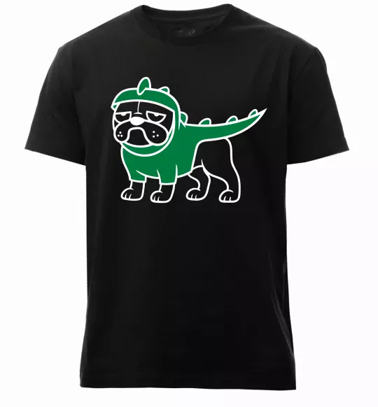 Мужская премиум футболка Pug Dino Черный фото