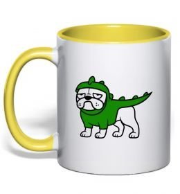 Чашка с цветной ручкой Pug Dino