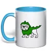 Чашка с цветной ручкой Pug Dino Голубой фото
