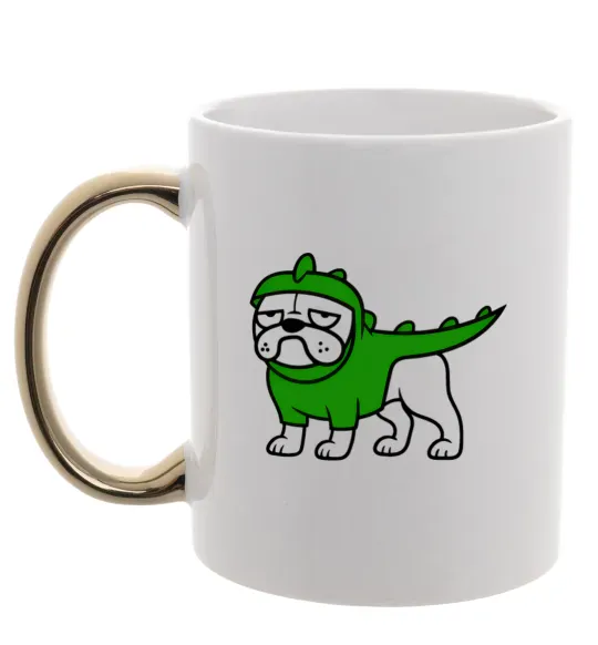 Чашка с цветной ручкой Pug Dino Золото фото