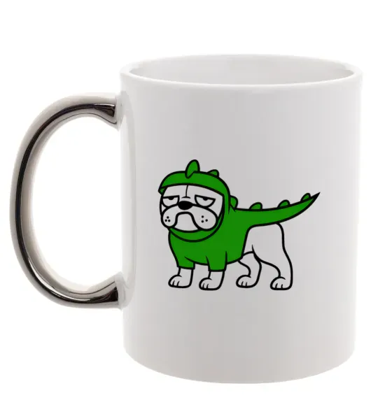 Чашка с цветной ручкой Pug Dino Серебро фото