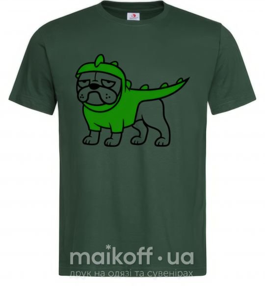 Чоловіча футболка Pug Dino Темно-зелений фото