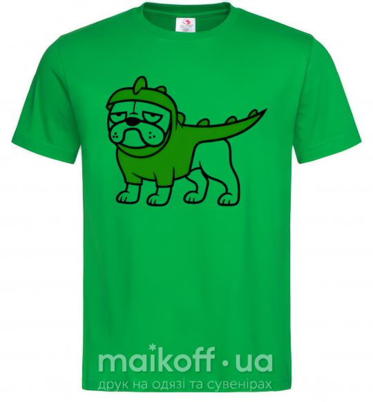 Мужская футболка Pug Dino Зеленый фото