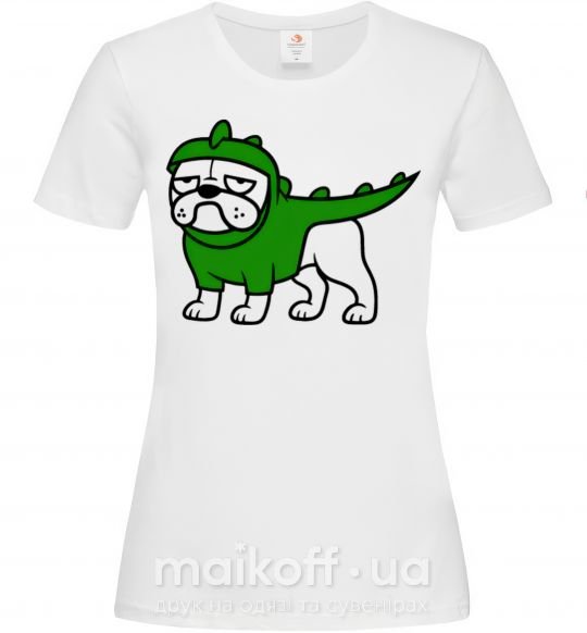 Жіноча футболка Pug Dino Білий фото