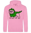 Мужская толстовка (худи) Pug Dino Розовый фото