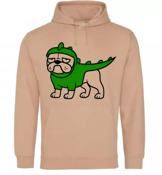 Чоловіча толстовка (худі) Pug Dino Пісочний фото