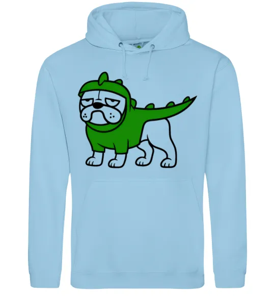 Мужская толстовка (худи) Pug Dino Голубой фото