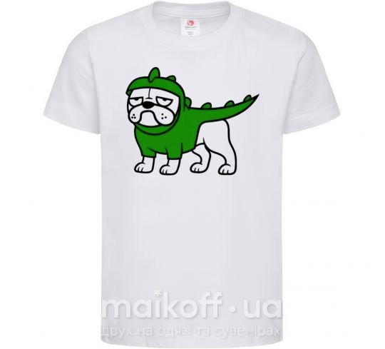 Дитяча футболка Pug Dino Білий фото