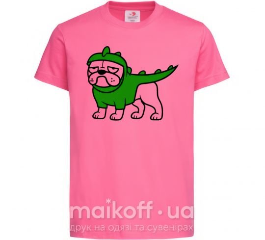 Дитяча футболка Pug Dino Яскраво-рожевий фото