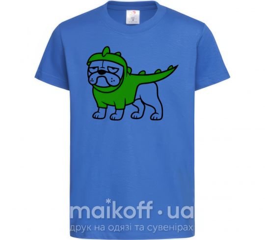 Дитяча футболка Pug Dino Яскраво-синій фото