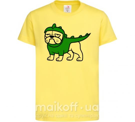 Дитяча футболка Pug Dino Лимонний фото