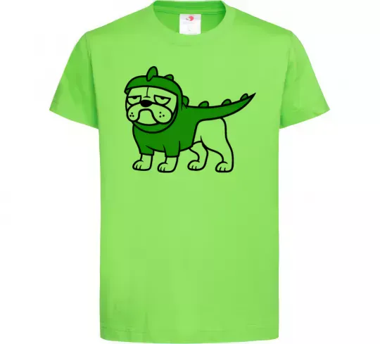 Дитяча футболка Pug Dino Лаймовий фото