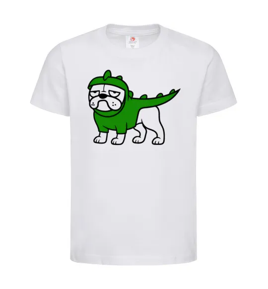 Детская футболка Pug Dino Белый фото