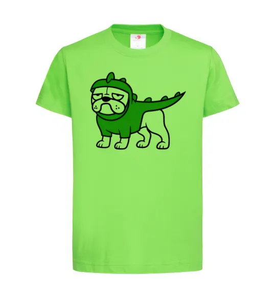 Детская футболка Pug Dino Лаймовый фото