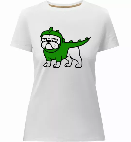 Жіноча преміум футболка Pug Dino Білий фото