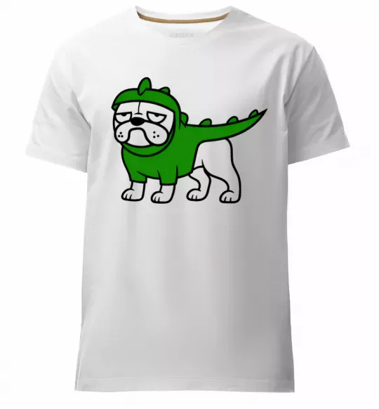 Мужская премиум футболка Pug Dino Белый фото