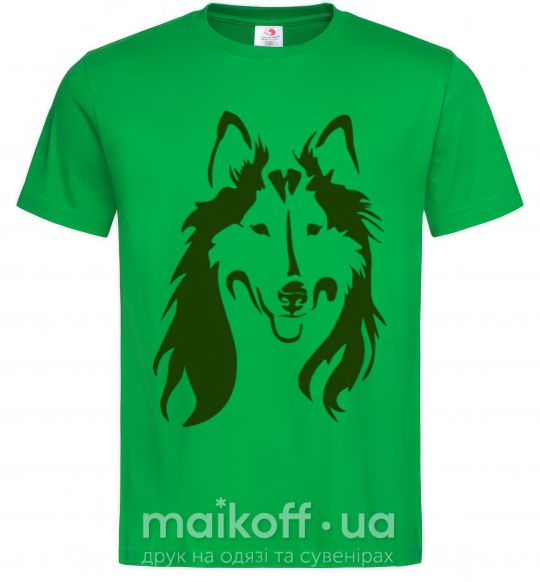 Мужская футболка Collie dog Зеленый фото