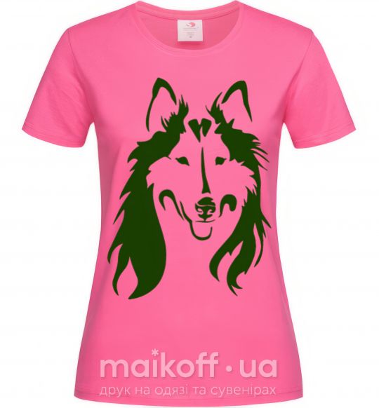 Женская футболка Collie dog Ярко-розовый фото