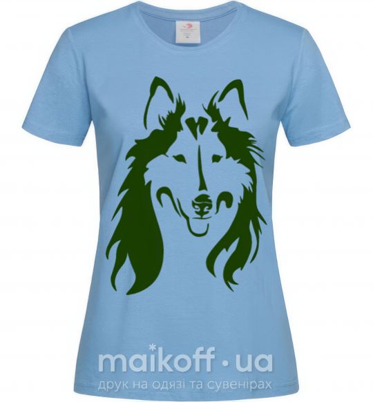 Жіноча футболка Collie dog Блакитний фото