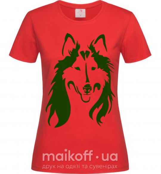 Женская футболка Collie dog Красный фото