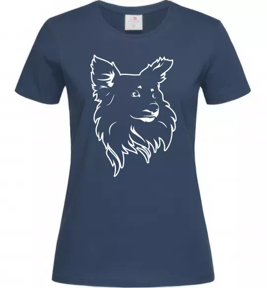 Женская футболка Puppy portrait Темно-синий фото