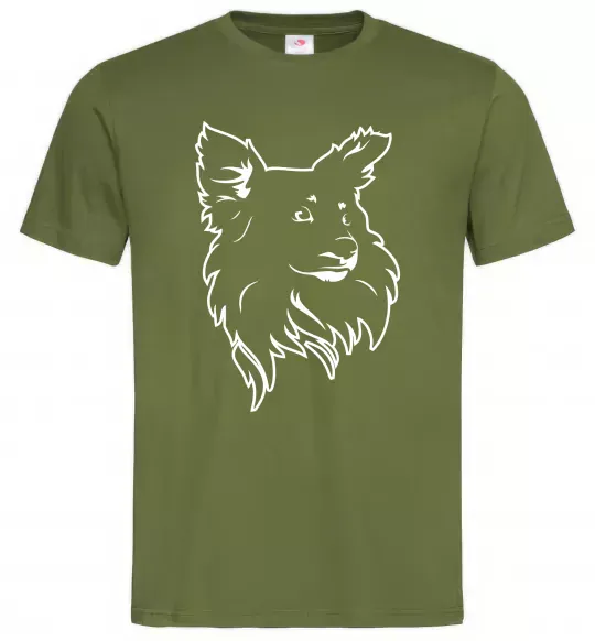 Чоловіча футболка Puppy portrait Оливковий фото