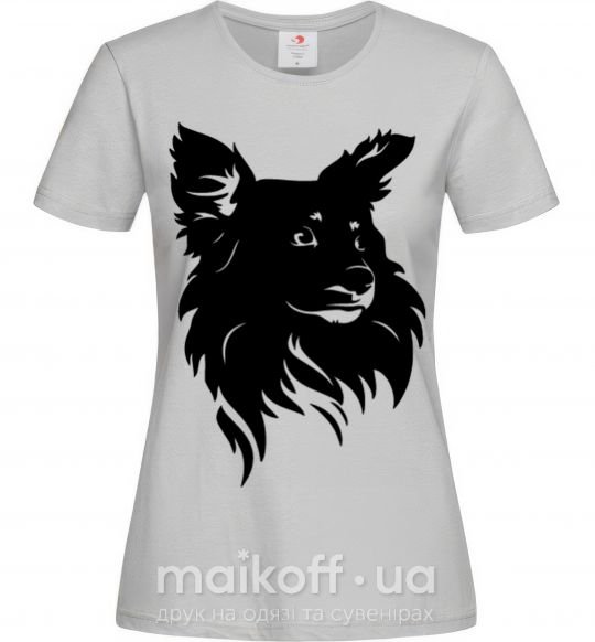 Женская футболка Puppy portrait Серый фото