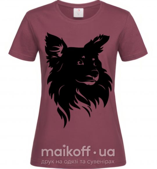 Женская футболка Puppy portrait Бордовый фото