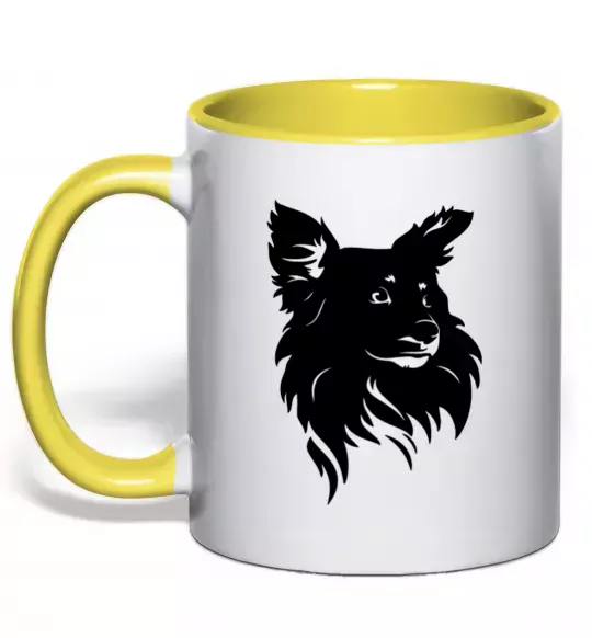 Чашка з кольоровою ручкою Puppy portrait Сонячно жовтий фото