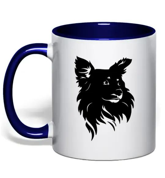 Чашка з кольоровою ручкою Puppy portrait Глибокий темно-синій фото