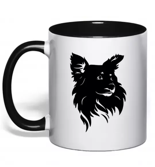 Чашка з кольоровою ручкою Puppy portrait Чорний фото