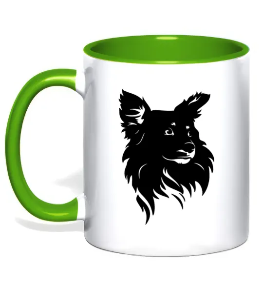 Чашка с цветной ручкой Puppy portrait Лаймовый фото