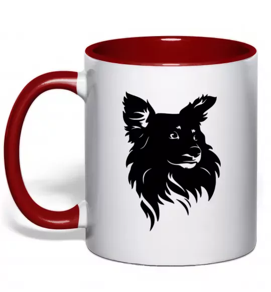 Чашка з кольоровою ручкою Puppy portrait Червоний фото