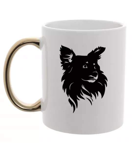 Чашка з кольоровою ручкою Puppy portrait Золото фото