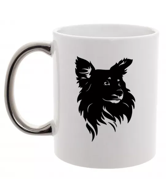 Чашка з кольоровою ручкою Puppy portrait Срібло фото