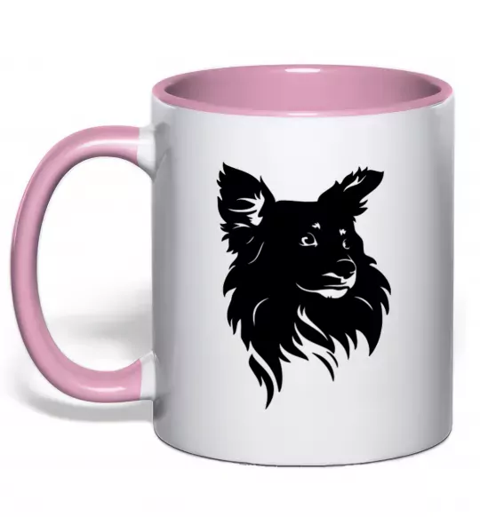 Чашка з кольоровою ручкою Puppy portrait Ніжно рожевий фото