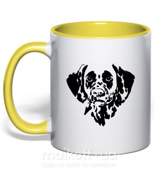 Чашка с цветной ручкой Dalmatian dog Солнечно желтый фото