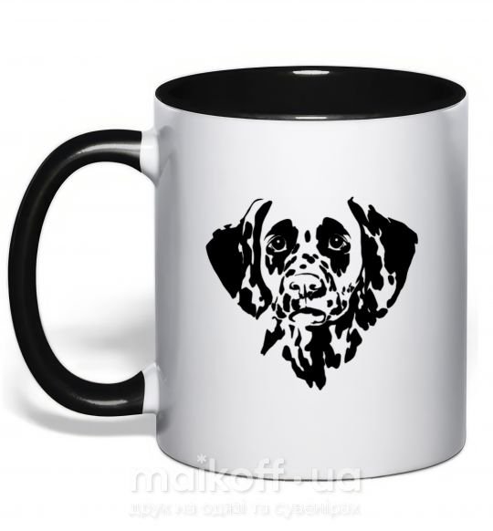 Чашка з кольоровою ручкою Dalmatian dog Чорний фото