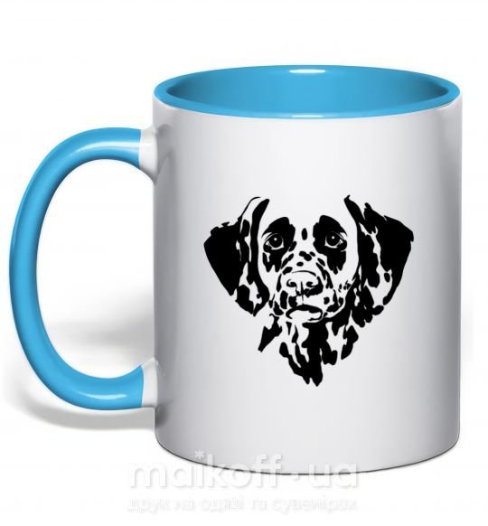Чашка з кольоровою ручкою Dalmatian dog Блакитний фото